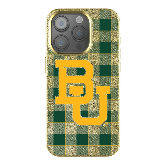 Baylor University Bears Plaid Bling Phone Case for Apple iPhone