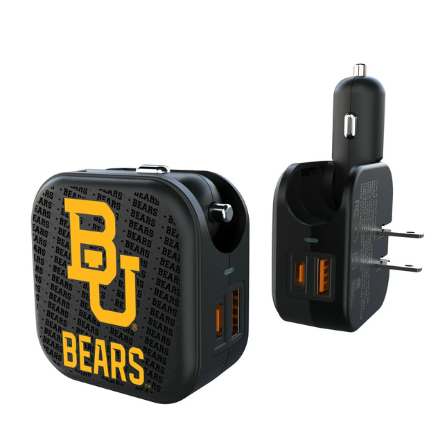 Baylor University Bears Text Backdrop 2 in 1 USB A/C Charger
