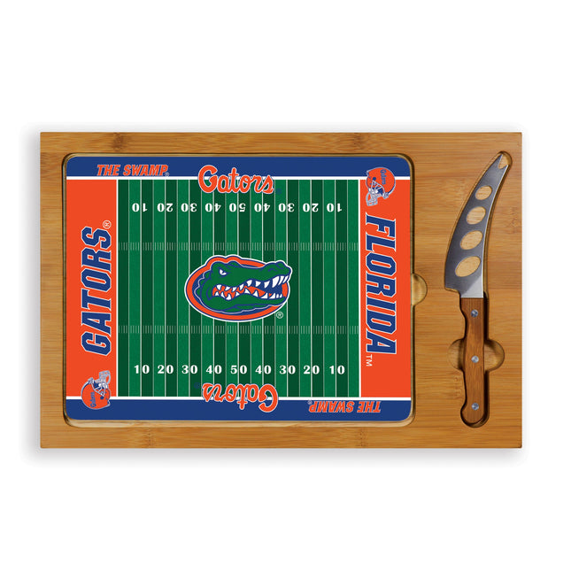 Florida Gators Football Field Icon Glass Top Cutting Board & Knife Set