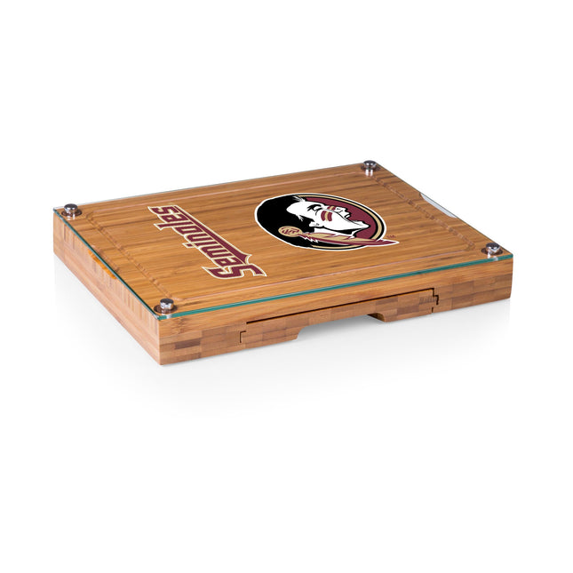 Florida State Seminoles Glass Top Cheese Cutting Board & Tools Set
