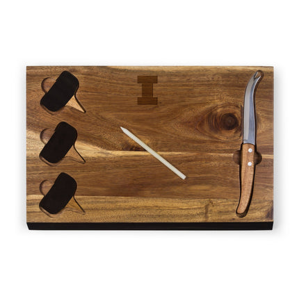 Illinois Fighting Illini Delio Acacia Cheese Cutting Board & Tools Set