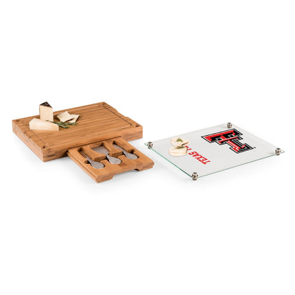 Texas Tech Red Raiders Glass Top Cheese Cutting Board & Tools Set