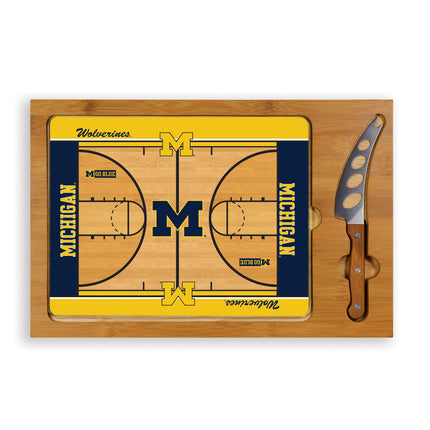 Michigan Wolverines Basketball Court Cutting Board & Knife Set