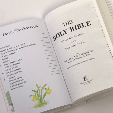 Personalized Baby’s First Bible In Microstripe Cotton with Large Cross