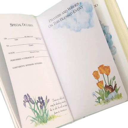 Personalized Baby’s First Bible In Microstripe Cotton with Large Cross