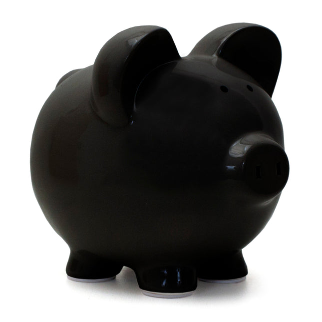 Large Black Ceramic Piggy Bank