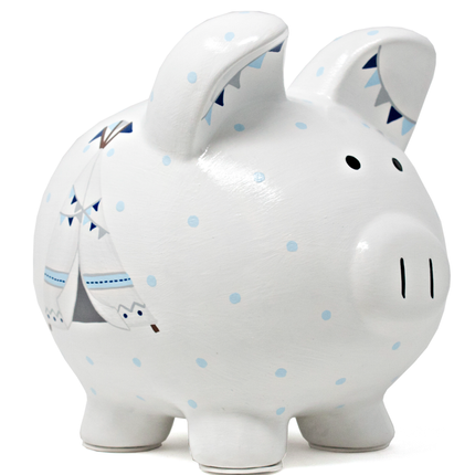 Blue Bohemian Handpainted Piggy Bank