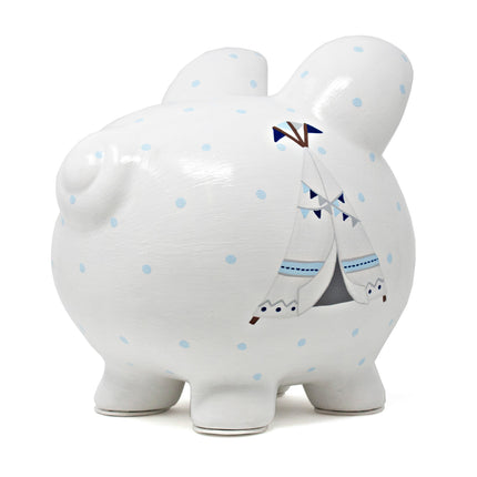 Blue Bohemian Handpainted Piggy Bank
