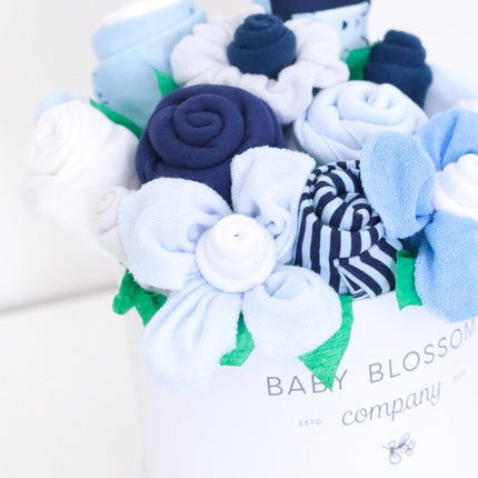 Blue Hatbox Bouquet - Deluxe