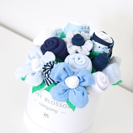 Blue Hatbox Bouquet - Deluxe