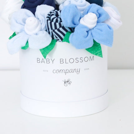 Blue Hatbox Bouquet - Deluxe