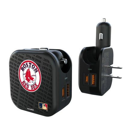 Boston Red Sox 1976-2008 - Cooperstown Collection Text Backdrop 2 in 1 USB A/C Charger