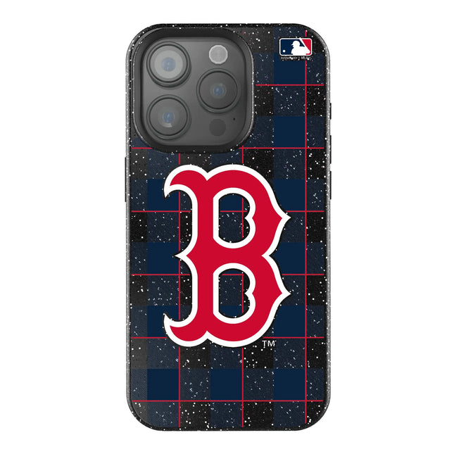Boston Red Sox Plaid Black Bling Phone Case for Apple iPhone