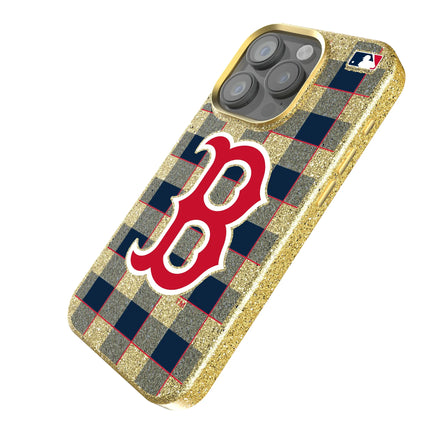 Boston Red Sox Plaid Bling Phone Case for Apple iPhone