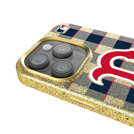 Boston Red Sox Plaid Bling Phone Case for Apple iPhone