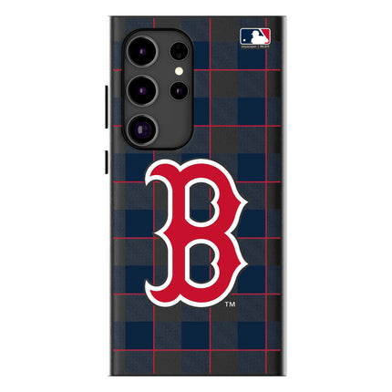 Boston Red Sox Plaid MagSafe Compatible Phone Case for Samsung Galaxy