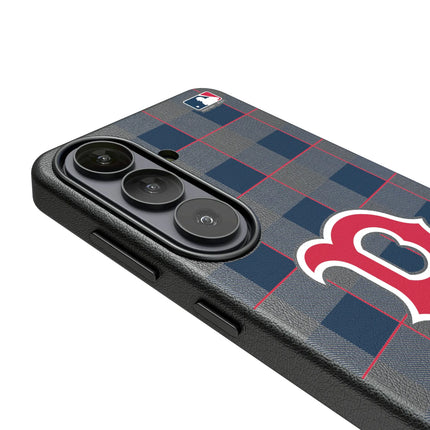 Boston Red Sox Plaid MagSafe Compatible Phone Case for Samsung Galaxy
