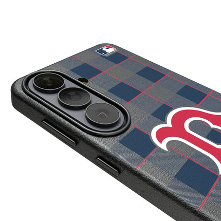 Boston Red Sox Plaid MagSafe Compatible Phone Case for Samsung Galaxy