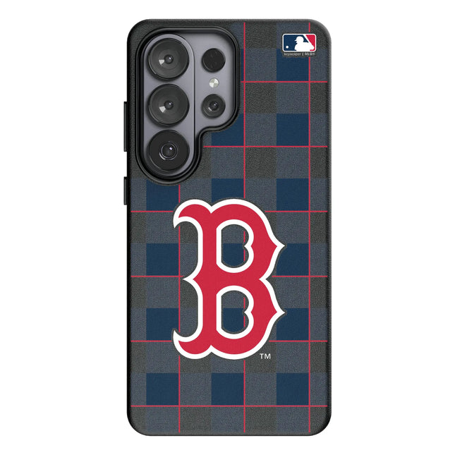 Boston Red Sox Plaid MagSafe Compatible Phone Case for Samsung Galaxy