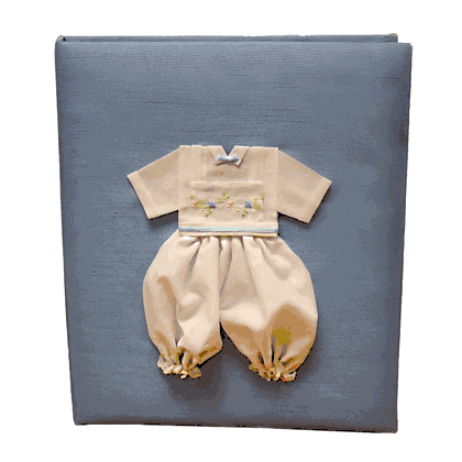 Boy Embroidered Batiste Personalized Baby Memory Book