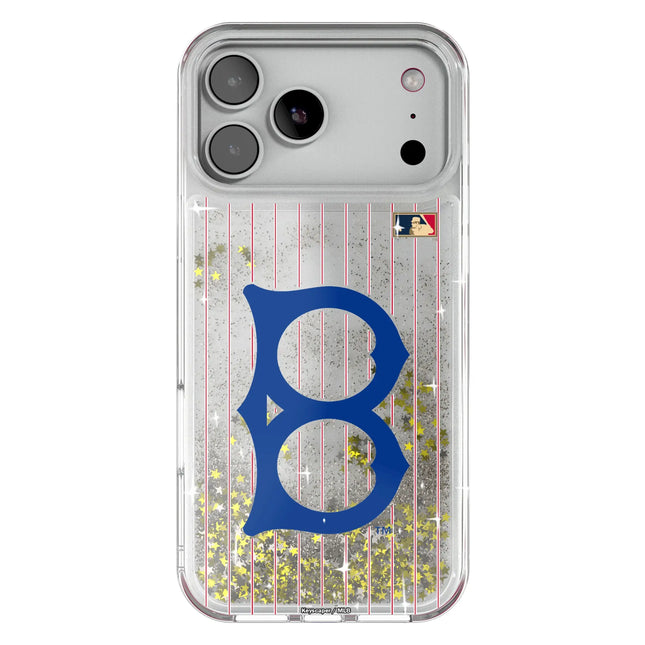 Brooklyn Dodgers 1949-1957 - Cooperstown Collection Pinstripe Glitter Phone Case for Apple iPhone