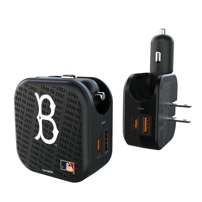Brooklyn Dodgers 1949-1957 - Cooperstown Collection Text Backdrop 2 in 1 USB A/C Charger