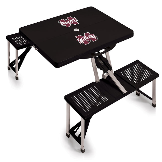 Mississippi St Bulldogs Picnic Table Portable Folding Table with Seats