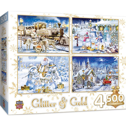 Glitter & Gold - 500 Piece Jigsaw Puzzles 4-Pack