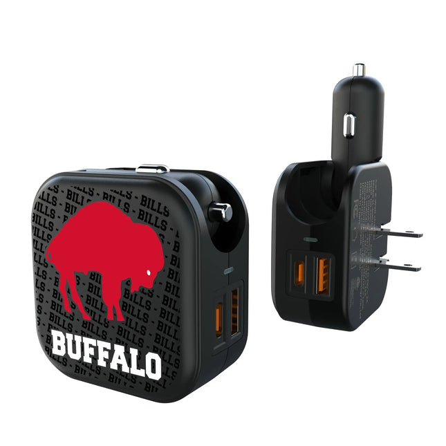 Buffalo Bills 2 in 1 USB A/C Charger Historic Text