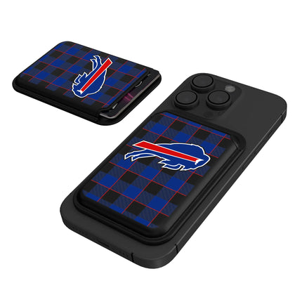 Buffalo Bills Black Magnetic Credit Card Wallet Plaid