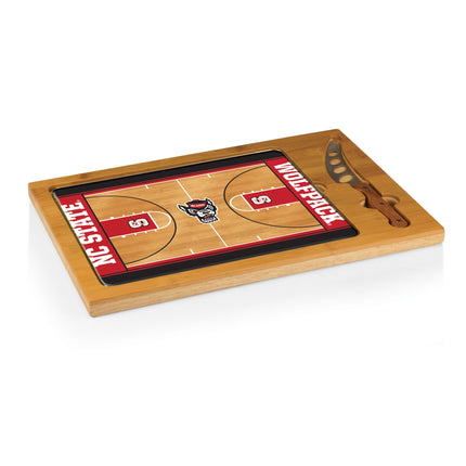 NC State Wolfpack Basketball Court Glass Top Cutting Board & Knife Set
