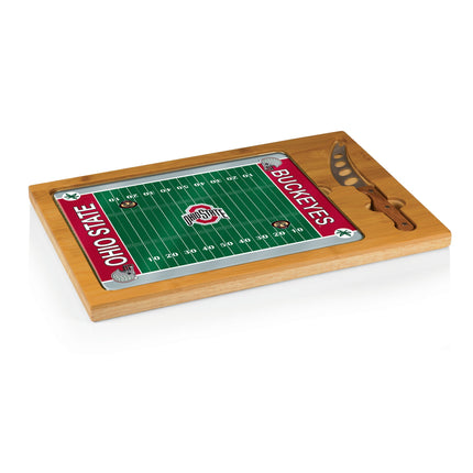 Ohio State Buckeyes Football Field Glass Top Cutting Board & Knife Set