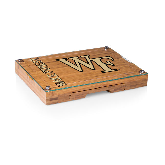 Wake Forest Demon Deacons Glass Top Cheese Cutting Board & Tools Set