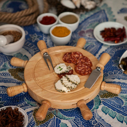 Mariner Lazy Susan Cheese Cutting Board & Tools Set