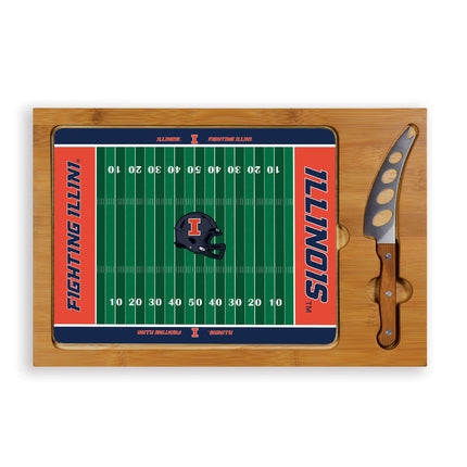 Illinois Fighting Illini Football Field Cutting Board & Knife Set