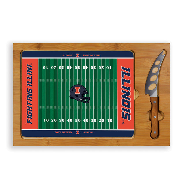 Illinois Fighting Illini Football Field Cutting Board & Knife Set