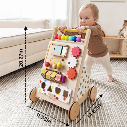 Tiny Land Premium Natural Wooden Activity Walker