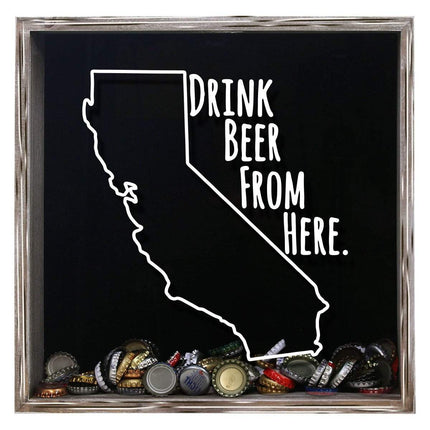 California Drink Beer From Here Beer Cap Shadow Box