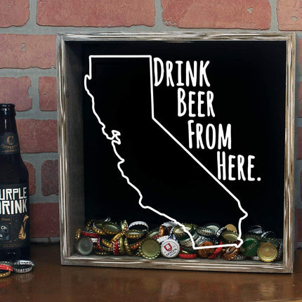 California Drink Beer From Here Beer Cap Shadow Box
