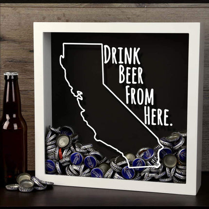 California Drink Beer From Here Beer Cap Shadow Box