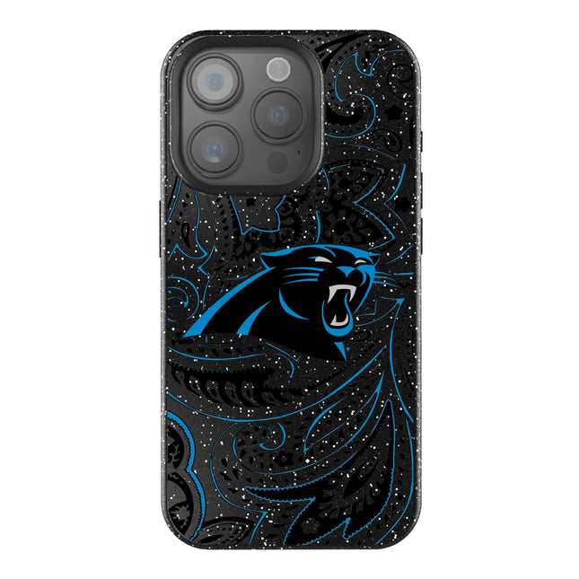 Carolina Panthers Black Bling Phone Case Paisley for iPhone