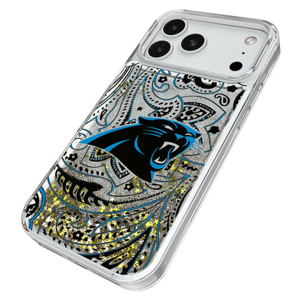 Carolina Panthers Paisley Glitter Phone Case for Apple iPhone