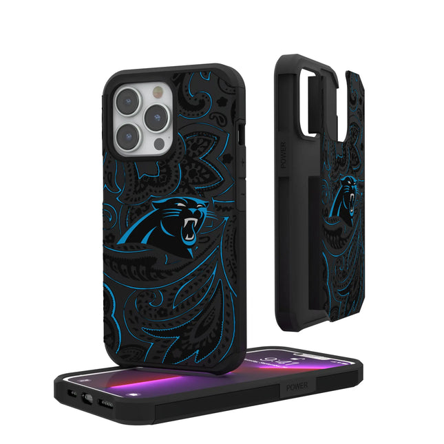 Carolina Panthers Rugged Phone Case Paisley for iPhone