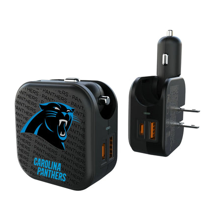 Carolina Panthers 2 in 1 USB A/C Charger Text