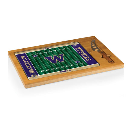 Washington Huskies Football Field Glass Top Cutting Board & Knife Set