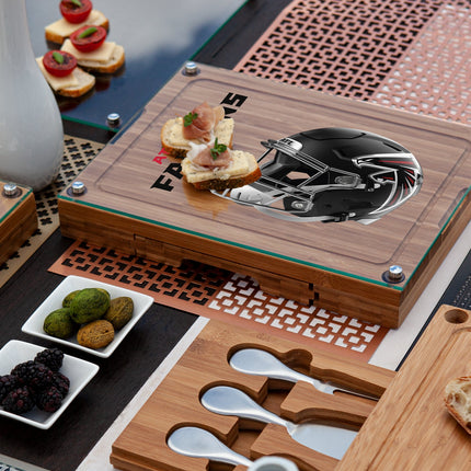Atlanta Falcons - Concerto Glass Top Cheese Cutting Board & Tools Set