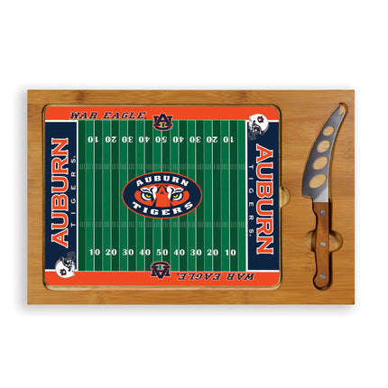 Auburn Tigers Football Field Icon Glass Top Cutting Board & Knife Set