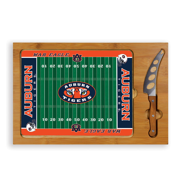 Auburn Tigers Football Field Icon Glass Top Cutting Board & Knife Set