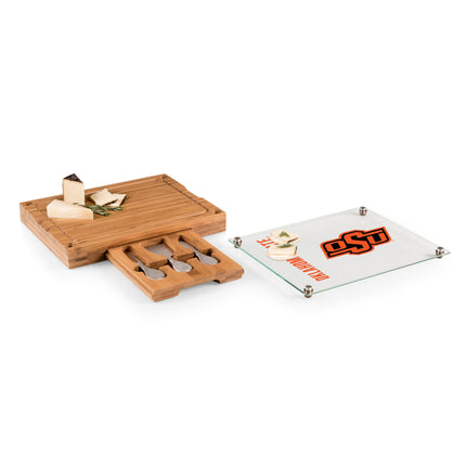 Oklahoma State Cowboys Glass Top Cheese Cutting Board & Tools Set