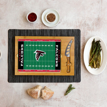 Atlanta Falcons Football Field - Icon Glass Top Cutting Board & Knife Set